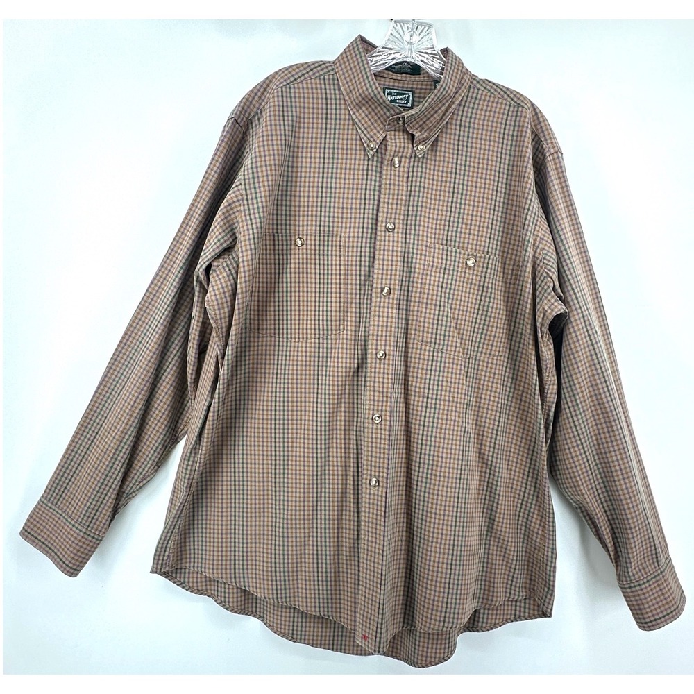 Vintage Hathaway Mens Country Checks Plaid Button Down Shirt 17 34-35 Cotton USA